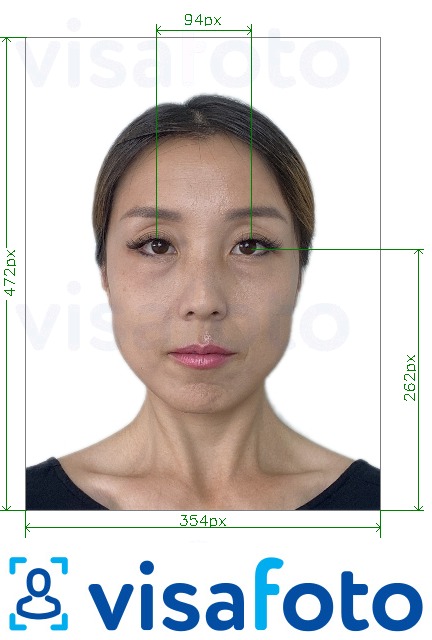 Exemplo de foto para China 354x472 pixel com olhos nas linhas cruzadas com especificação exata de dimensão