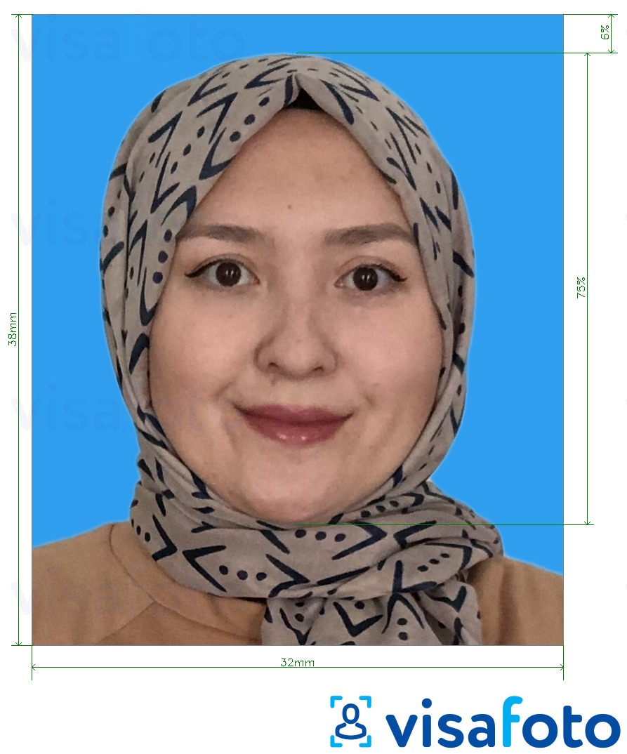 Exemplo de foto para Malásia registro de casamento 32x38 mm com especificação exata de dimensão