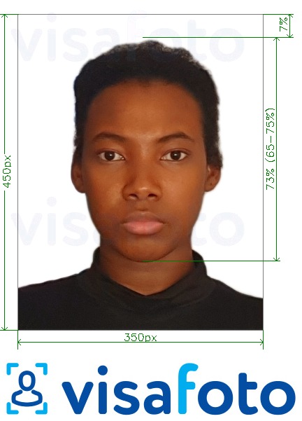 Exemplo de foto para Visto on-line da Nigéria 200-450 pixels com especificação exata de dimensão