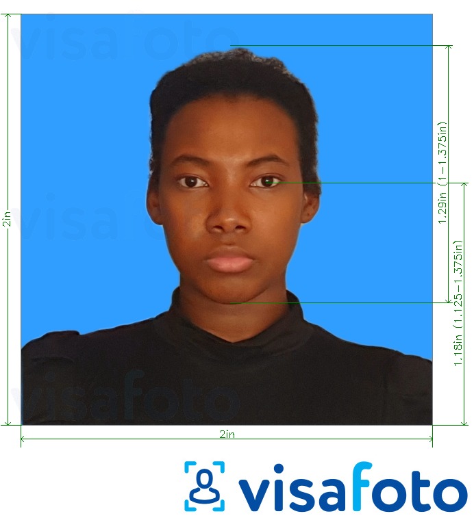 Exemplo de foto para Tanzania Azania Bank 2x2 polegadas com fundo azul com especificação exata de dimensão