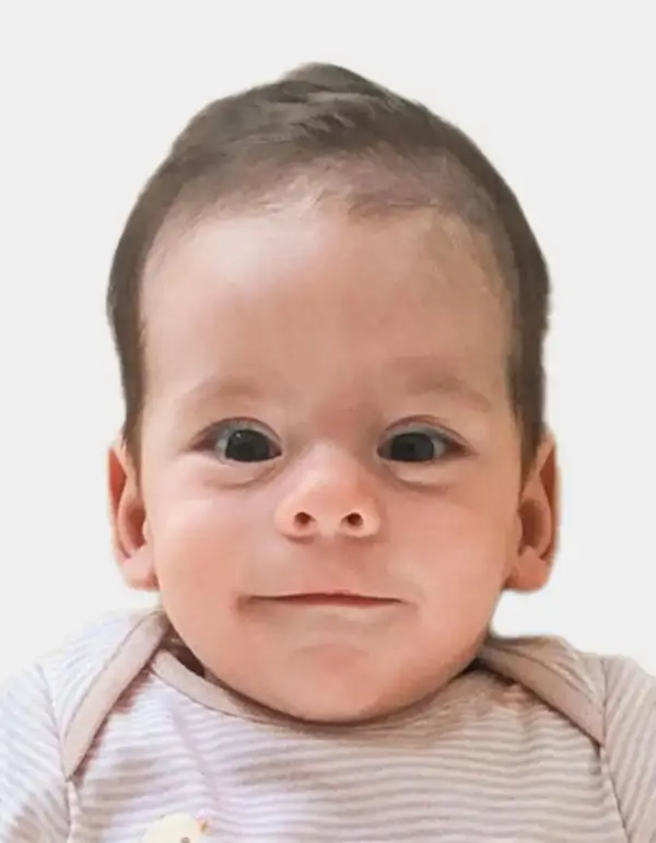Exemplo de foto do passaporte de bebê de Portugal