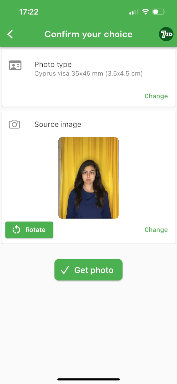 App 7ID: requisiti fotografici per il visto per Cipro