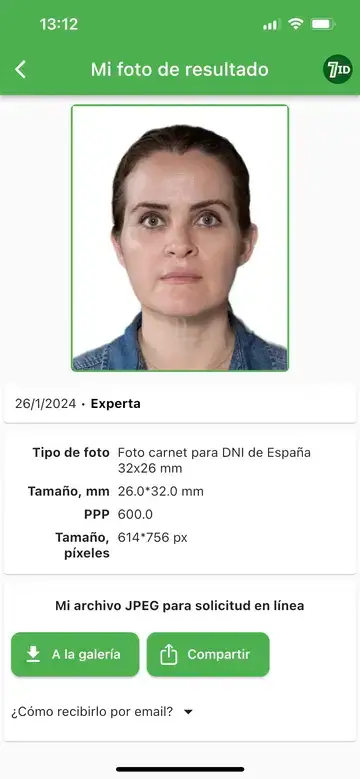 Aplicativo 7ID: exemplo de foto DNI em espanhol