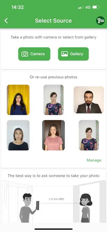 Aplicación 7ID: Creador de fotografías para visas Schengen