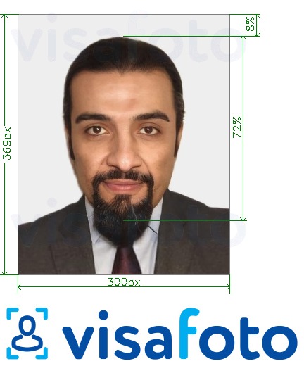 Exemplo de foto para Visto dos EAU online Emirates.com 300x369 pixels com especificação exata de dimensão