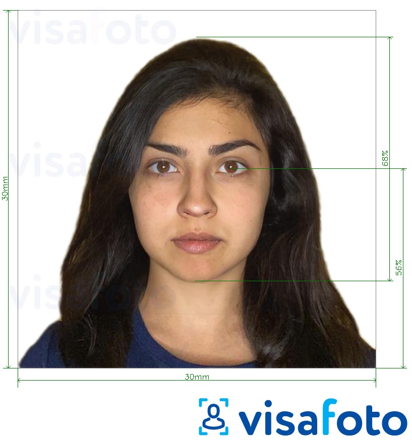 Exemplo de foto para Bolívia carteira de identidade 3x3 cm com especificação exata de dimensão