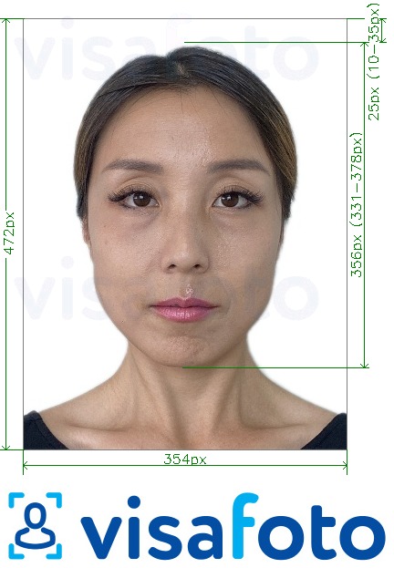 Exemplo de foto para Passaporte Chinês Online 354x472 px com especificação exata de dimensão