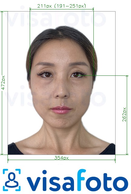 Exemplo de foto para China Passport online com formato antigo de 354x472 pixels com especificação exata de dimensão