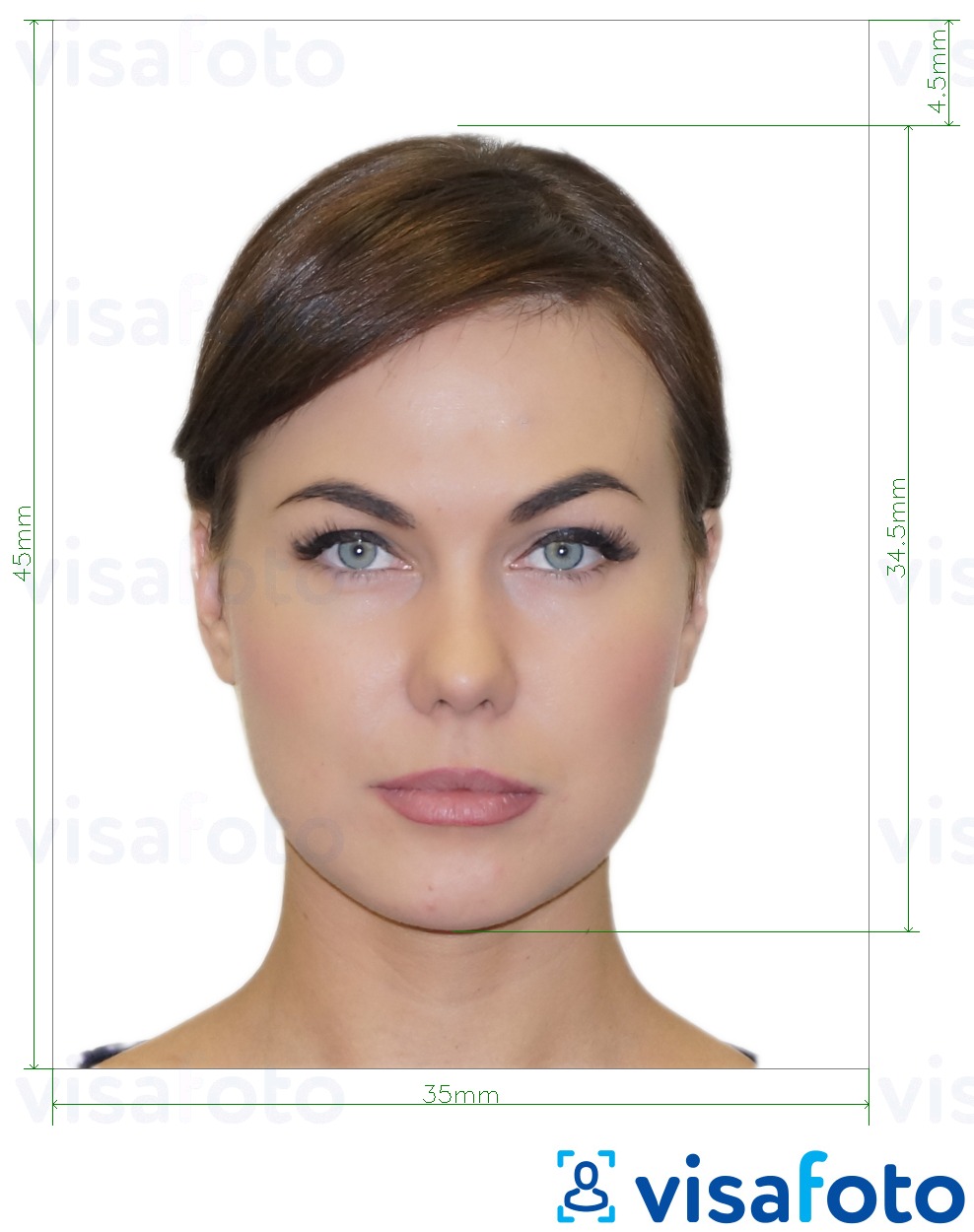 Exemplo de foto para Carteira de identidade da Geórgia 35x45 mm com especificação exata de dimensão