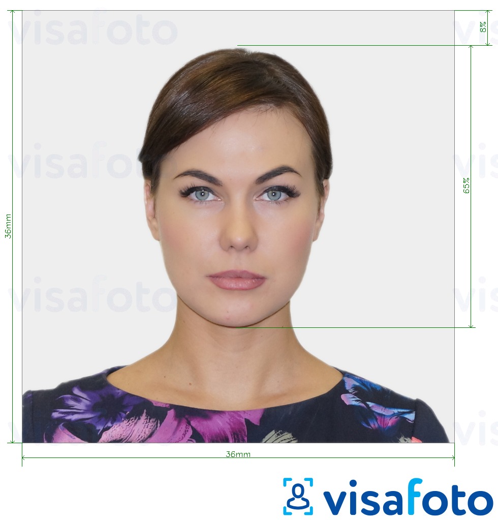 Exemplo de foto para Cartão de identificação grega 3.6x3.6 cm (36x36 mm) com especificação exata de dimensão