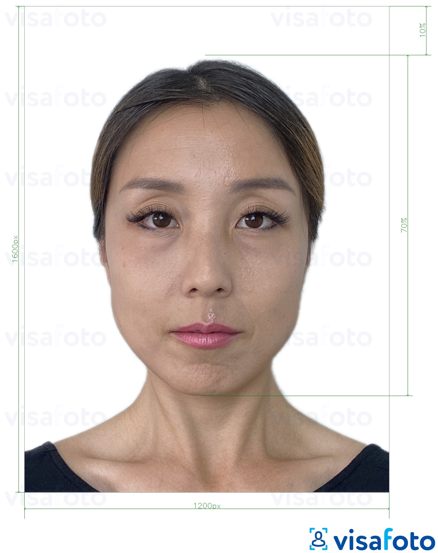 Exemplo de foto para Hong Kong on-line e-passaporte 1200x1600 pixels com especificação exata de dimensão