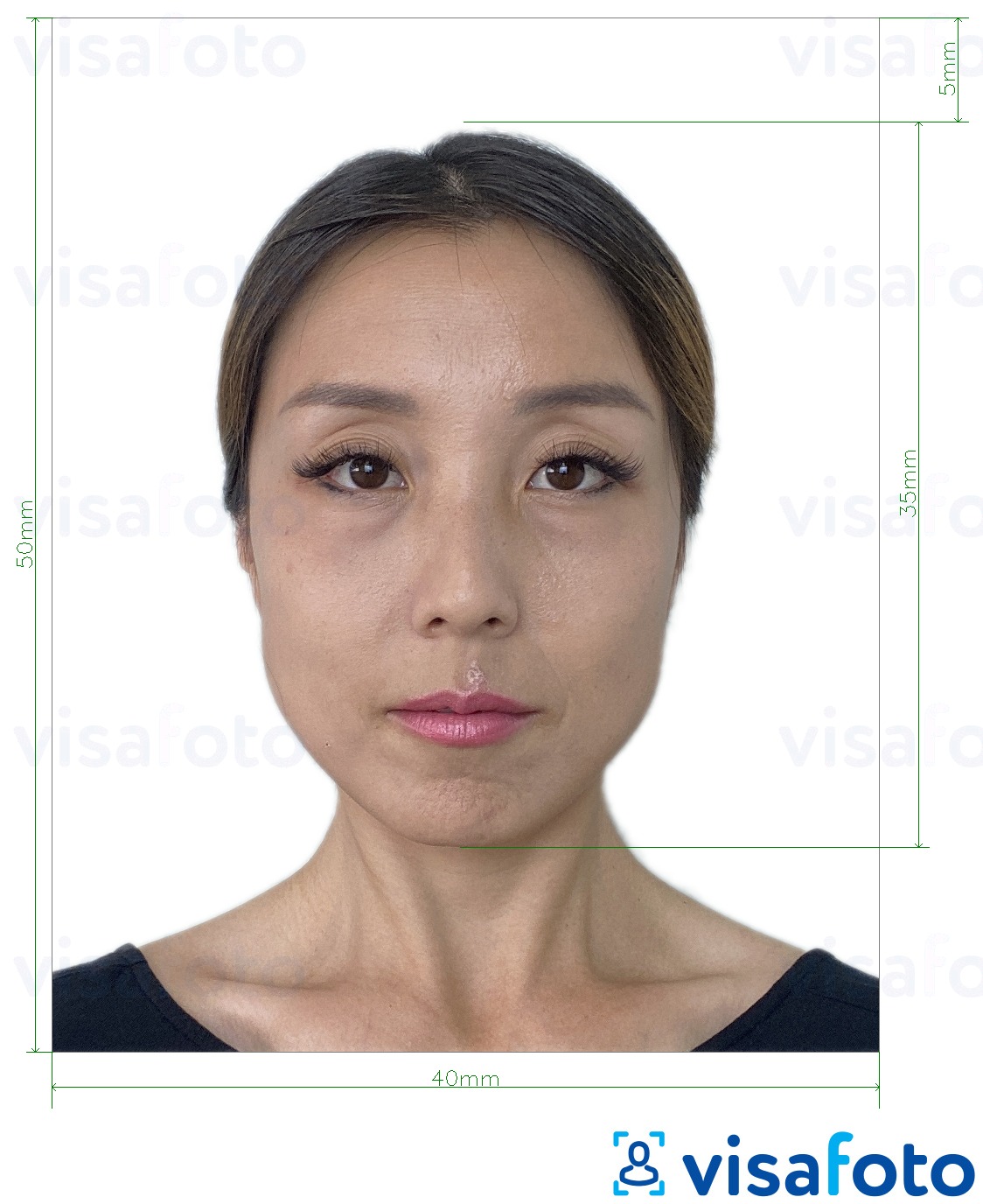 Exemplo de foto para Carteira de identidade de Hong Kong 4x5 cm com especificação exata de dimensão