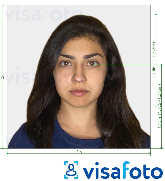 Exemplo de foto para Passaporte da Índia para BLS EUA Aplicação (2x2 