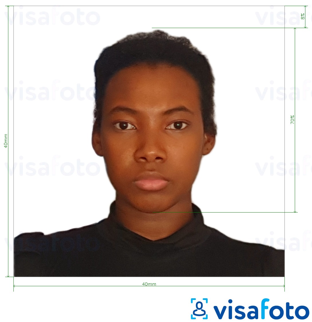 Exemplo de foto para Carteira de identidade de Madagascar 40x40 mm com especificação exata de dimensão