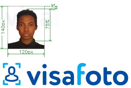 Exemplo de foto para Passaporte da Nigéria 120x140 pixels com especificação exata de dimensão