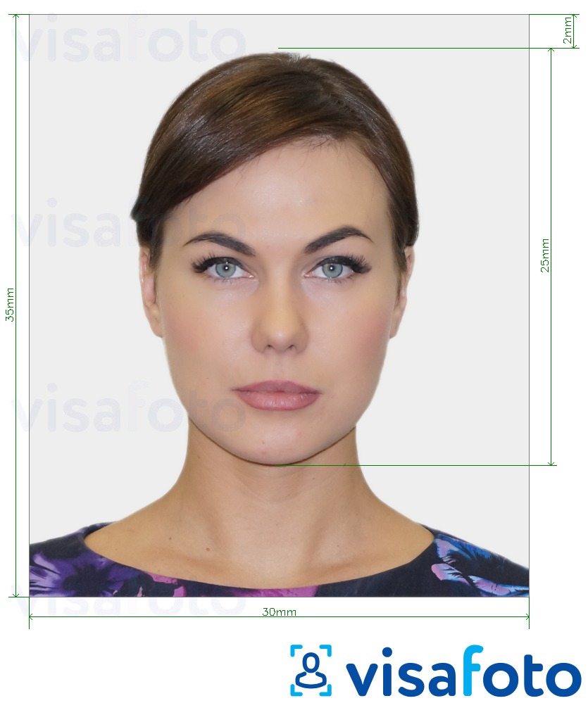 Exemplo de foto para Eslováquia Visa 30x35 mm (3x3.5 cm) com especificação exata de dimensão