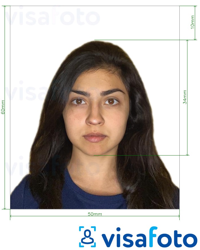 Exemplo de foto para Carteira de identidade da Turquia 5x6 cm com especificação exata de dimensão
