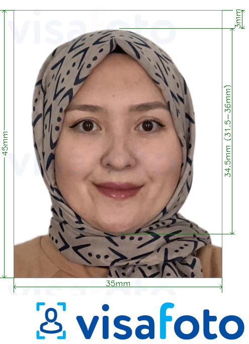 Exemplo de foto para Cidadania do Uzbequistão 35x45 mm com especificação exata de dimensão