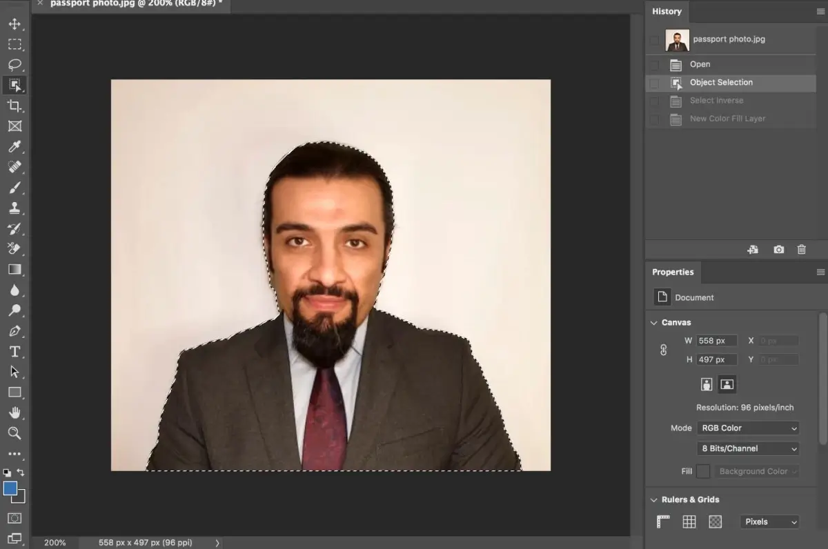 Como cortar uma foto de passaporte com fundo azul no Photoshop